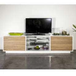 Melamine Tv-meubel Met 2 Glazen Planken Made In Italy - Norman 15 Melamine Tv-meubel Met 2 Glazen Planken Made In Italy - Norman -Slide Shop mobile porta tv in nobilitato con 2 mensole in vetro made in italy norman 5