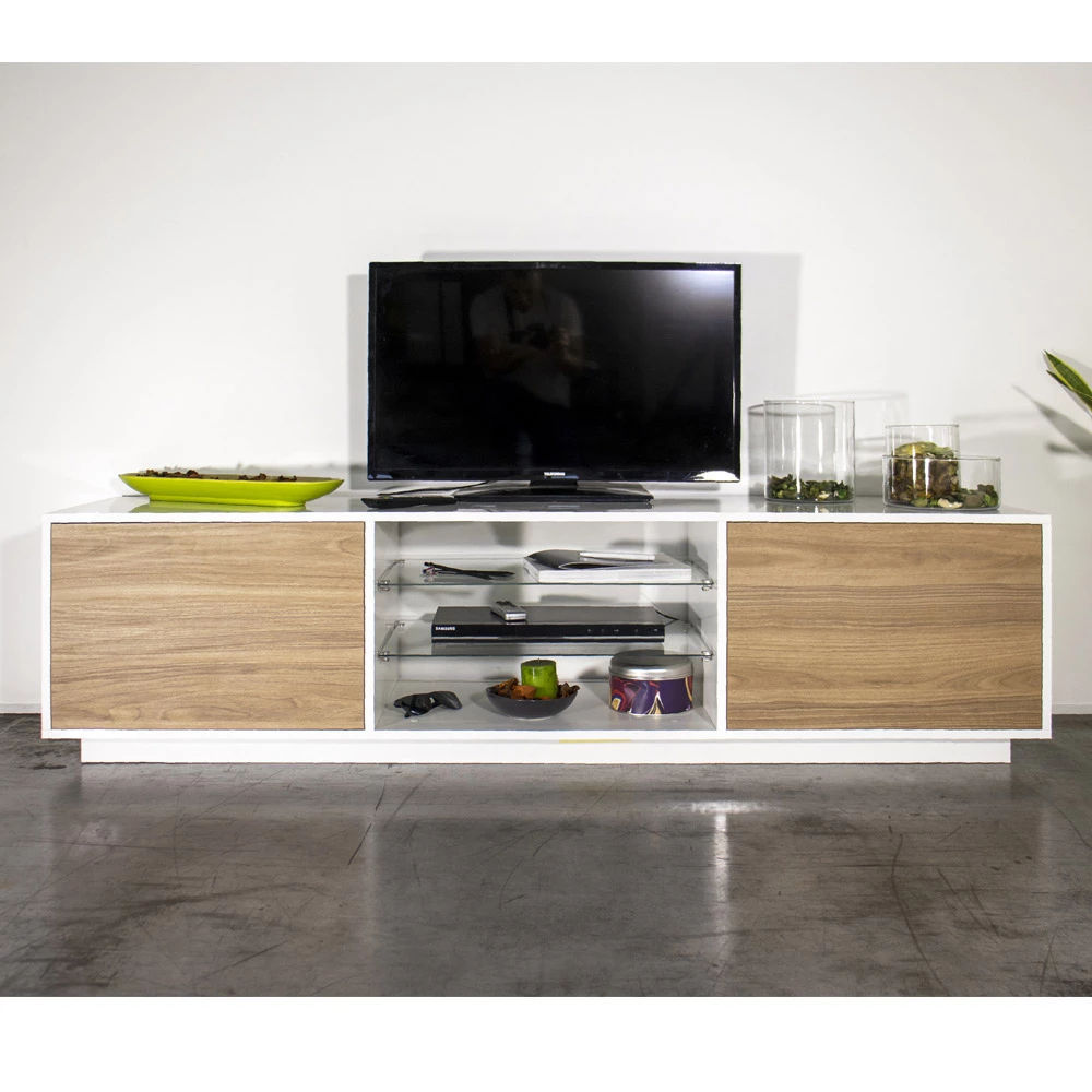 Melamine Tv-meubel Met 2 Glazen Planken Made In Italy - Norman 6 Melamine Tv-meubel Met 2 Glazen Planken Made In Italy - Norman - Afbeelding 6
