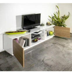 Melamine Tv-meubel Met 2 Glazen Planken Made In Italy - Norman 16 Melamine Tv-meubel Met 2 Glazen Planken Made In Italy - Norman -Slide Shop mobile porta tv in nobilitato con 2 mensole in vetro made in italy norman 6