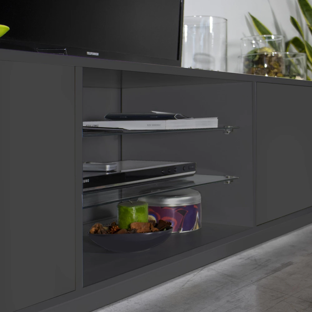 Melamine Tv-meubel Met 2 Glazen Planken Made In Italy - Norman 10 Melamine Tv-meubel Met 2 Glazen Planken Made In Italy - Norman - Afbeelding 10