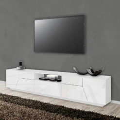 Melamine Tv-meubel Met Lade En Extern Compartiment Made In Italy - Marciano -Slide Shop mobile tv in nobilitato con cassetto e vano esterno made in italy marciano
