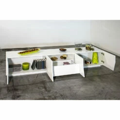 Melamine Tv-meubel Met Lade En Extern Compartiment Made In Italy - Marciano -Slide Shop mobile tv in nobilitato con cassetto e vano esterno made in italy marciano 3