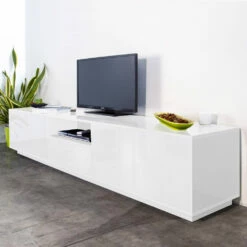 Tv-meubel In Melamine Hout Met Deuren En Lades Made In Italy - Silvano -Slide Shop mobile tv in nobilitato con cassetto scorrevole made in italy silvano