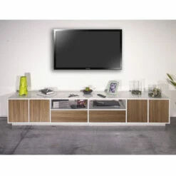 Tv-meubel In Melamine Hout Met Deuren En Lades Made In Italy - Silvano -Slide Shop mobile tv in nobilitato con cassetto scorrevole made in italy silvano 8