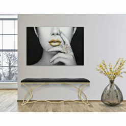 Gouden Bank Met Ijzeren Structuur En Zitting Bedekt Met Stof - Symbol -Slide Shop panca in ferro finitura dorata con seduta rivestita in tessuto simbolo 4