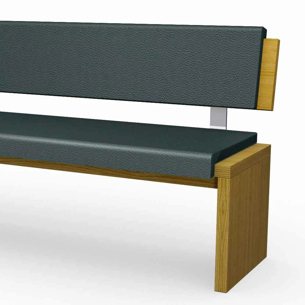 Moderne Bank In Eikenhout Bekleed Met Zwart Eco-leer, Misty 2 Moderne Bank In Eikenhout Bekleed Met Zwart Eco-leer, Misty - Afbeelding 2