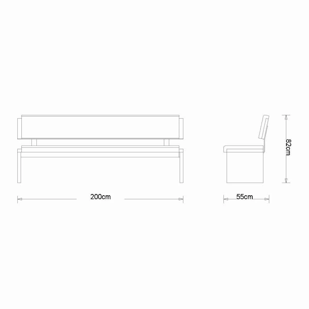 Moderne Bank In Eikenhout Bekleed Met Zwart Eco-leer, Misty 3 Moderne Bank In Eikenhout Bekleed Met Zwart Eco-leer, Misty - Afbeelding 3