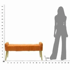 Moderne Roestkleurige Rechthoekige Bank In Stof En Hout - Zack -Slide Shop panca rettangolare color ruggine moderna in legno e tessuto zack 4