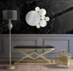 Rechthoekige Bank Met Modern Design In Ijzer En Stof - Haily -Slide Shop panca rettangolare di design moderno in ferro e tessuto haily 6