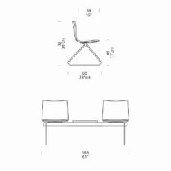2-zits Kantoorbank Met Salontafel In Staal En Gekleurd Technopolymeer - Verenza -Slide Shop panca ufficio 2 posti con tavolino in acciaio e tecnopolimero colorato verenza 7