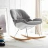 Rocking Fauteuil Met Moderne Verwijderbare Zachte Grijze Kussen Acacia