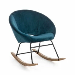 Gestoffeerde Schommelfauteuil Met Fluweeleffect Scandinavisch Design - Pippy -Slide Shop poltrona a dondolo imbottita effetto velluto design scandinavo pippy 4