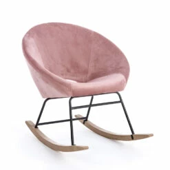 Gestoffeerde Schommelfauteuil Met Fluweeleffect Scandinavisch Design - Pippy -Slide Shop poltrona a dondolo imbottita effetto velluto design scandinavo pippy 8