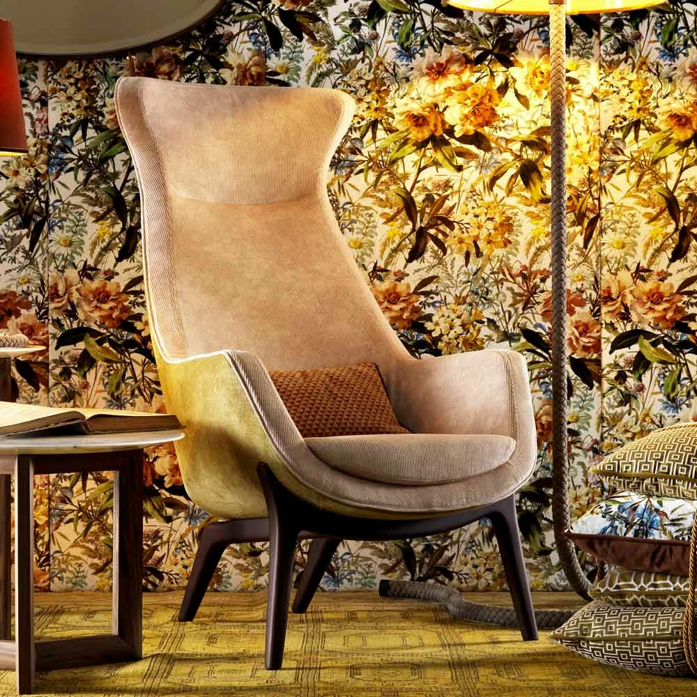 Bergére Fauteuil In Grilli Wilde-designstof Gemaakt In Italië 1 Bergére Fauteuil In Grilli Wilde-designstof Gemaakt In Italië