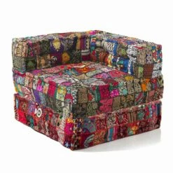 Chaise Longue Fauteuil Van Etnisch Ontwerp In Patchwork Katoen, Voor Woonkamer - Vezel -Slide Shop poltrona chaise longue di design etnico in cotone patchwork per salotto fibra 12