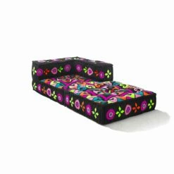 Chaise Longue Fauteuil Van Etnisch Ontwerp In Patchwork Katoen, Voor Woonkamer - Vezel -Slide Shop poltrona chaise longue in cotone patchwork da salotto di design etnico fibra 79