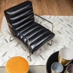 Klassieke Fauteuil In Staal En Kunstleer Bruin Of Zwart Design - Kendy -Slide Shop poltrona classica in acciaio ed ecopelle marrone o nera design kendy 11