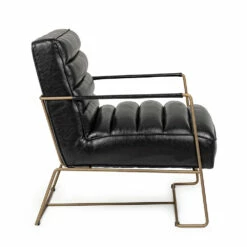 Klassieke Fauteuil In Staal En Kunstleer Bruin Of Zwart Design - Kendy -Slide Shop poltrona classica in acciaio ed ecopelle marrone o nera design kendy 8