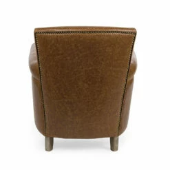 Klassieke Fauteuil In Eikenhout En Bruin Eco-leer Homemotion - Vegas -Slide Shop poltrona classica in legno di quercia e ecopelle marrone homemotion vegas 2