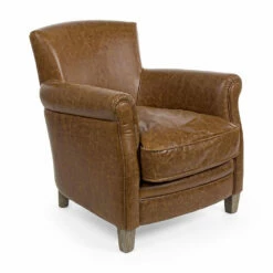 Klassieke Fauteuil In Eikenhout En Bruin Eco-leer Homemotion - Vegas