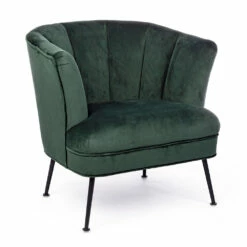 Klassieke Fauteuil In Grenenhout En Grijs Of Groen Fluwelen Effect - Sammy