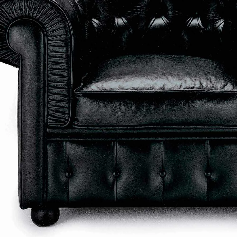 Klassieke Fauteuil Bekleed Met Leer Met Houten Poten Made In Italy - Idra 3 Klassieke Fauteuil Bekleed Met Leer Met Houten Poten Made In Italy - Idra - Afbeelding 3