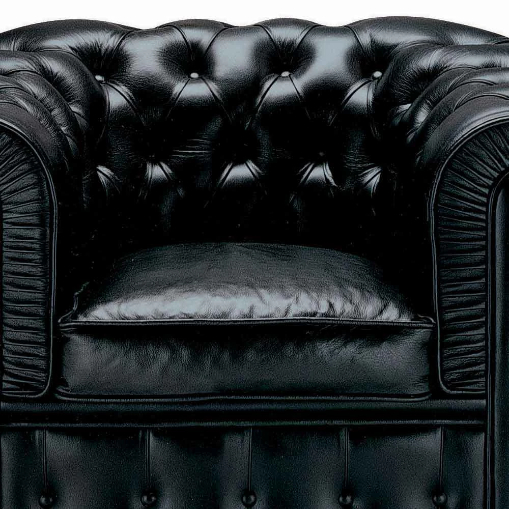 Klassieke Fauteuil Bekleed Met Leer Met Houten Poten Made In Italy - Idra 4 Klassieke Fauteuil Bekleed Met Leer Met Houten Poten Made In Italy - Idra - Afbeelding 4