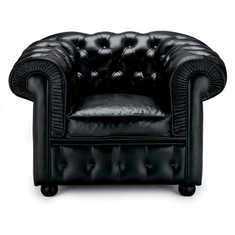 Klassieke Fauteuil Bekleed Met Leer Met Houten Poten Made In Italy - Idra 1 Klassieke Fauteuil Bekleed Met Leer Met Houten Poten Made In Italy - Idra