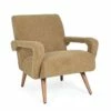 Fauteuil Met Armleuningen Van Rubberhout En Zitting Met Woleffect - Patrizia