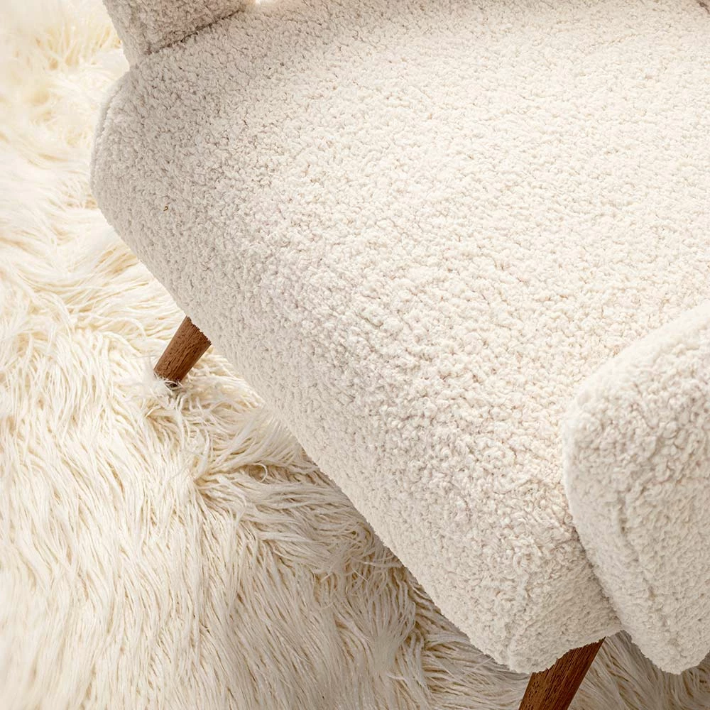 Fauteuil Met Armleuningen Van Rubberhout En Zitting Met Woleffect - Patrizia 13 Fauteuil Met Armleuningen Van Rubberhout En Zitting Met Woleffect - Patrizia - Afbeelding 13