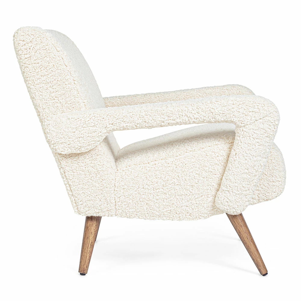 Fauteuil Met Armleuningen Van Rubberhout En Zitting Met Woleffect - Patrizia 8 Fauteuil Met Armleuningen Van Rubberhout En Zitting Met Woleffect - Patrizia - Afbeelding 8