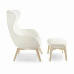 Woonkamer Fauteuil Met Voetsteun In Leer En Hout Made In Italy - Butterfly