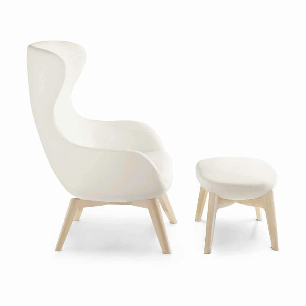 Woonkamer Fauteuil Met Voetsteun In Leer En Hout Made In Italy - Butterfly 1 Woonkamer Fauteuil Met Voetsteun In Leer En Hout Made In Italy - Butterfly