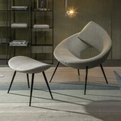 Woonkamer Fauteuil Met Voetensteun In Stof Made In Italy - Bonaldo Lock