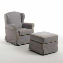 Woonkamer Fauteuil Met Poef In Essen Stof Made In Italy - Ottavia