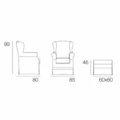 Woonkamer Fauteuil Met Poef In Essen Stof Made In Italy - Ottavia -Slide Shop poltrona da salotto con pouf in tessuto cenere made in italy ottavia 3