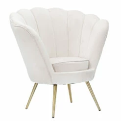 Design Woonkamer Fauteuil In Fluweel Met Gouden Ijzeren Poten - Annina