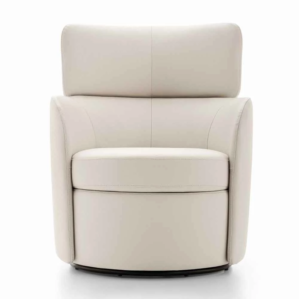 Draaibare Woonkamerfauteuil Van Leer En Zwart Metaal Made In Italy - Mirtillo 2 Draaibare Woonkamerfauteuil Van Leer En Zwart Metaal Made In Italy - Mirtillo - Afbeelding 2