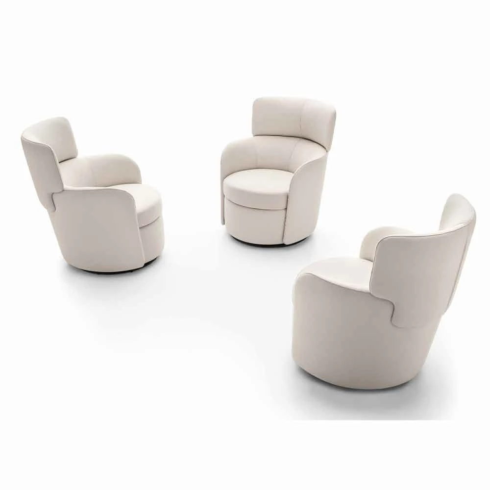 Draaibare Woonkamerfauteuil Van Leer En Zwart Metaal Made In Italy - Mirtillo 5 Draaibare Woonkamerfauteuil Van Leer En Zwart Metaal Made In Italy - Mirtillo - Afbeelding 5