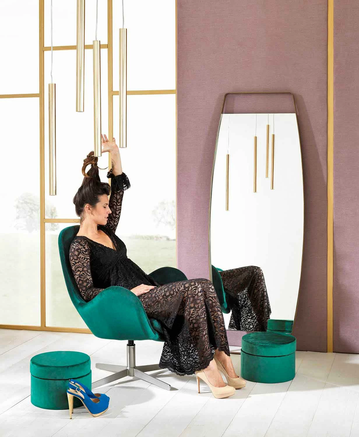 Gewatteerde Draaibare Lounge Fauteuil In Fluweel - Gajarda Met Modern Design 14 Gewatteerde Draaibare Lounge Fauteuil In Fluweel - Gajarda Met Modern Design - Afbeelding 14