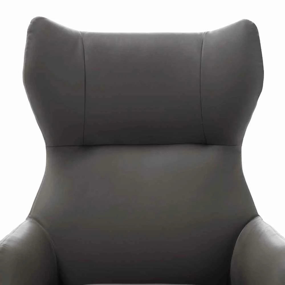 Lederen Fauteuil Met Gelakte Metalen Poten Made In Italy - Walnoot 3 Lederen Fauteuil Met Gelakte Metalen Poten Made In Italy - Walnoot - Afbeelding 3