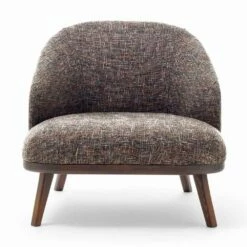 Stoffen Fauteuil Met Massief Houten Onderstel Made In Italy - Pepina