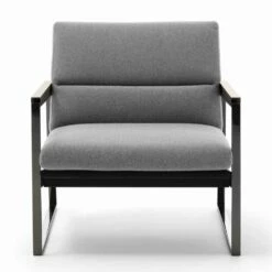 Woonkamer Fauteuil In Stof, Leer En Edelmetaal Made In Italy - Milla