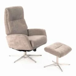 Liggende Fauteuil Met Voetsteun Bekleed Met Fluweel - Angelina