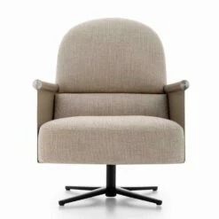 Woonkamer Fauteuil In Stof, Leer En Metaal Made In Italy - Camomilla