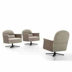 Woonkamer Fauteuil In Stof, Leer En Metaal Made In Italy - Camomilla -Slide Shop poltrona da soggiorno in tessuto cuoio e metallo made in italy camomilla 4