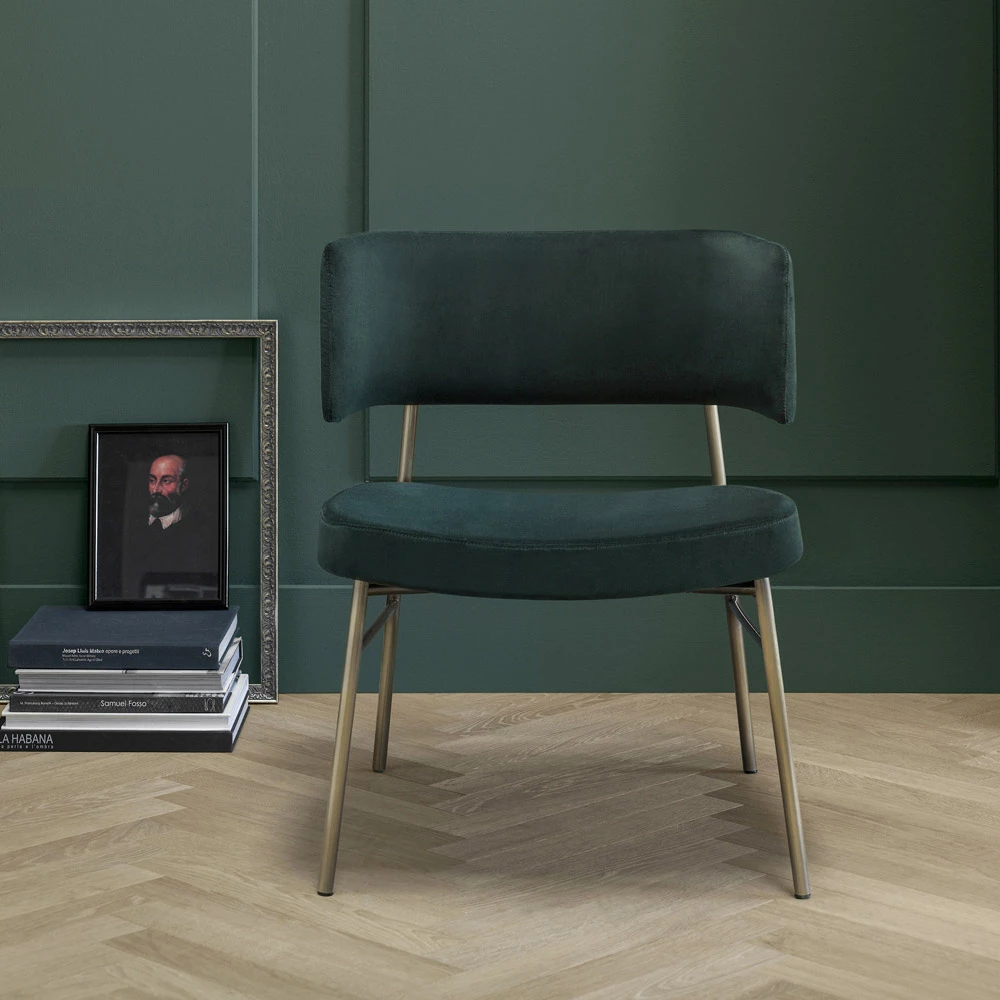 Woonkamer Fauteuil In Fluweel Met Metalen Structuur Made In Italy - Alaska 2 Woonkamer Fauteuil In Fluweel Met Metalen Structuur Made In Italy - Alaska - Afbeelding 2