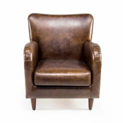 Woonkamerfauteuil Gemaakt Van Vintage Leer Met Verouderd Effect - Stempel -Slide Shop poltrona da soggiorno realizzata in cuoio vintage effetto invecchiato timbro 2