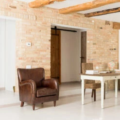 Woonkamerfauteuil Gemaakt Van Vintage Leer Met Verouderd Effect - Stempel -Slide Shop poltrona da soggiorno realizzata in cuoio vintage effetto invecchiato timbro 3