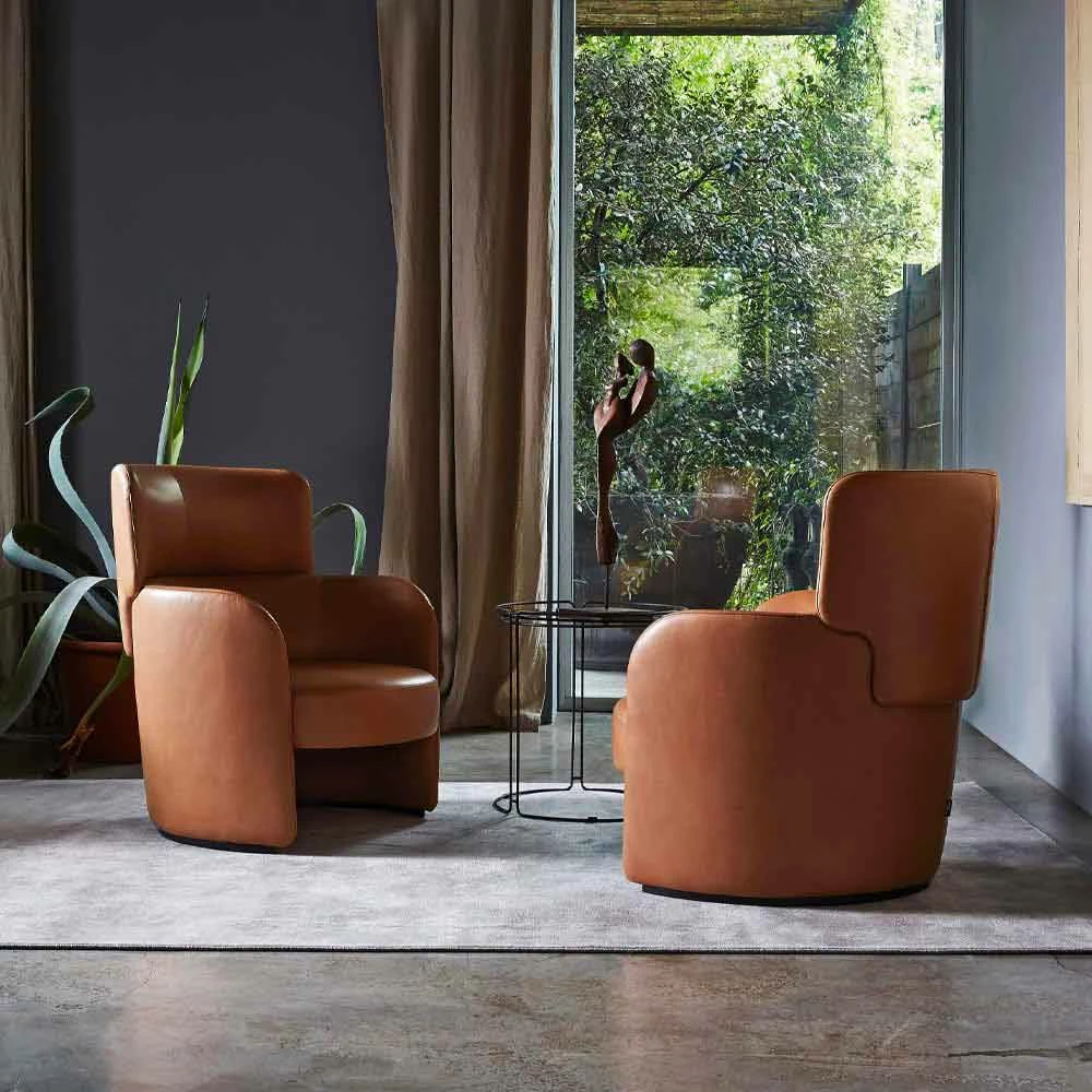 Woonkamer Fauteuil Bekleed Met Hoge Kwaliteit Made In Italy Leer - Mango 5 Woonkamer Fauteuil Bekleed Met Hoge Kwaliteit Made In Italy Leer - Mango - Afbeelding 5